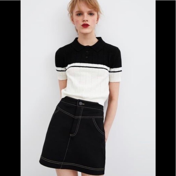 ZARA Woman BACK SEAMED MINI SKIRT Zip A-line Pockets Sexy Size M . New with tag - Picture 6 of 6